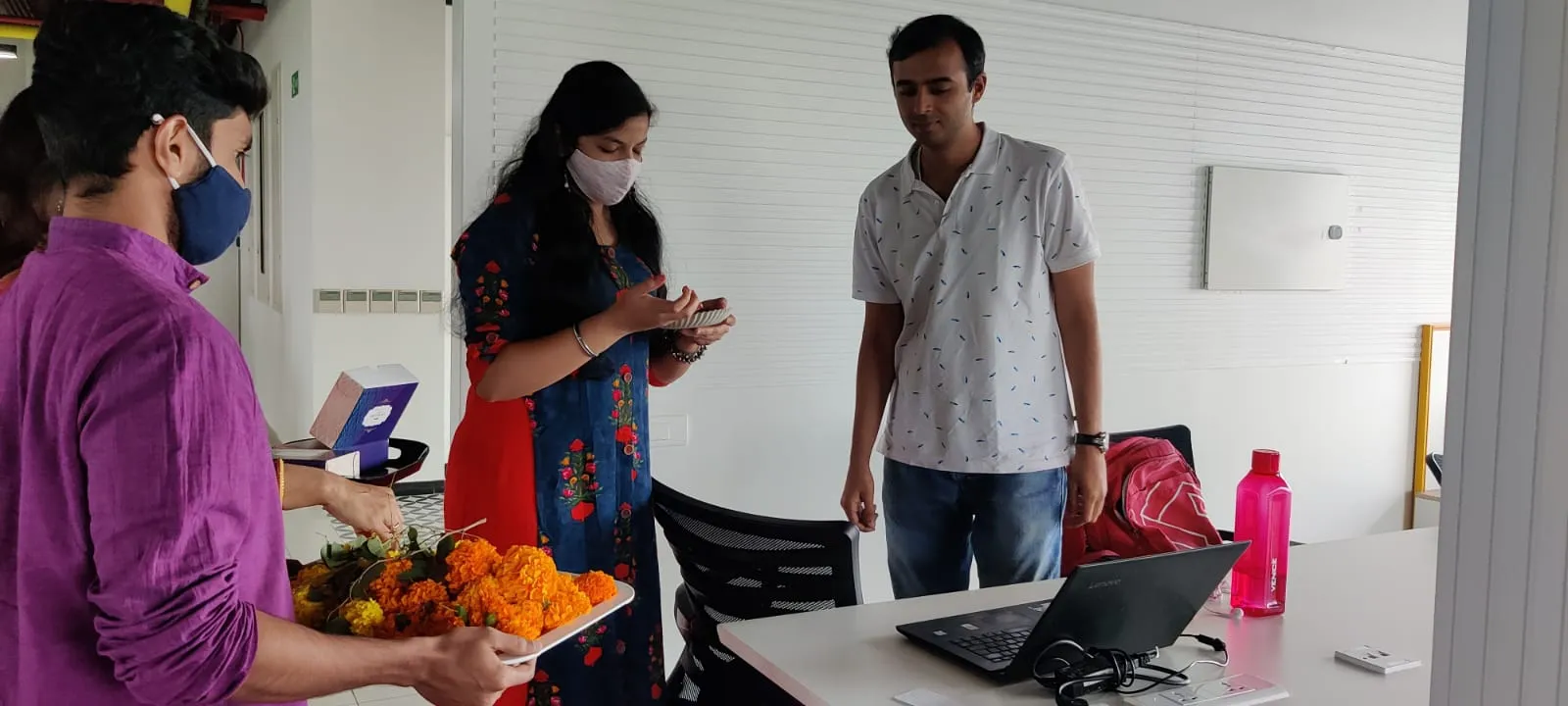Lentra employees celebrating a festival together in the office