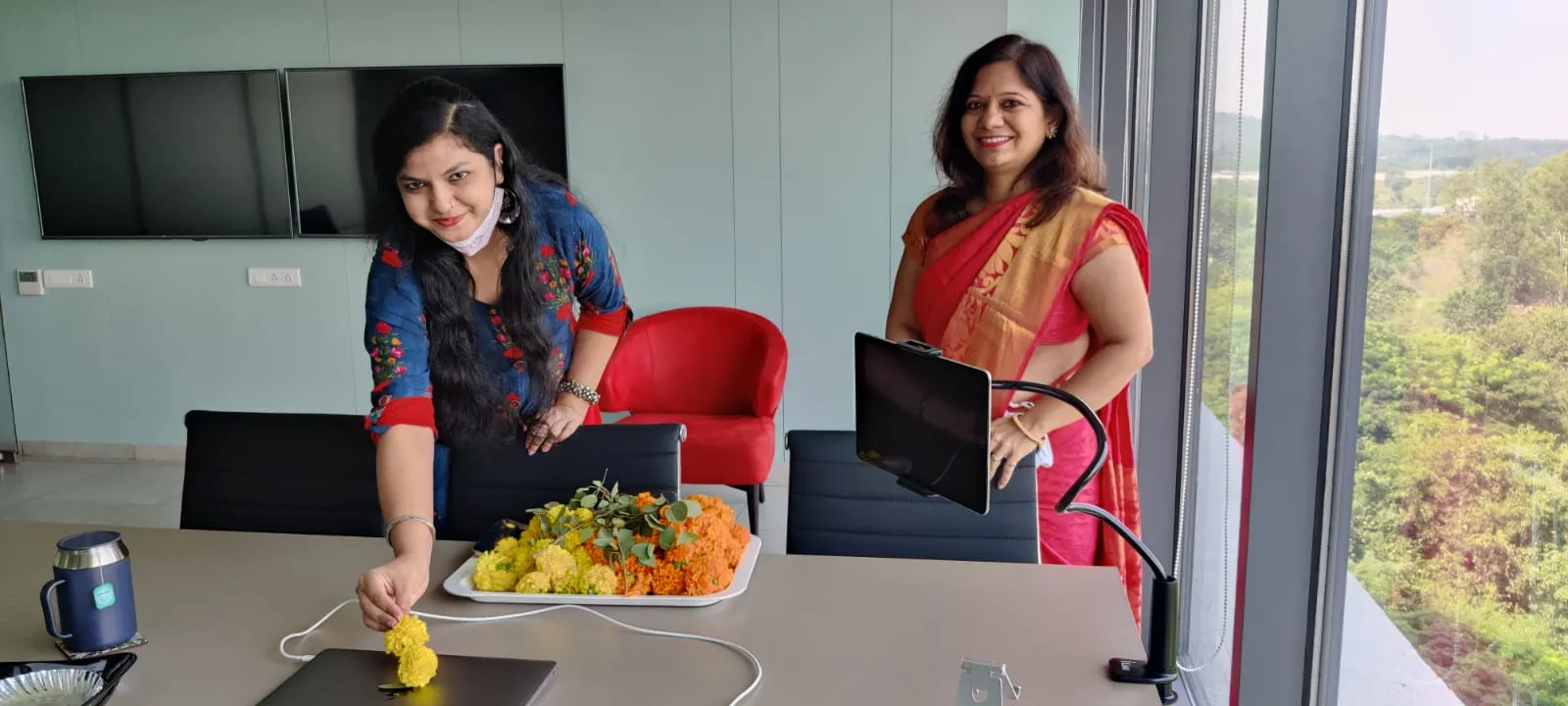 Lentra employees decorating the office for a festive celebration